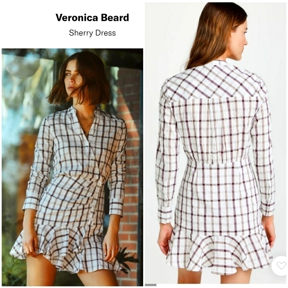 Veronica Beard Sherry Faux Wrap Long Sleeve Ruffle Dress
